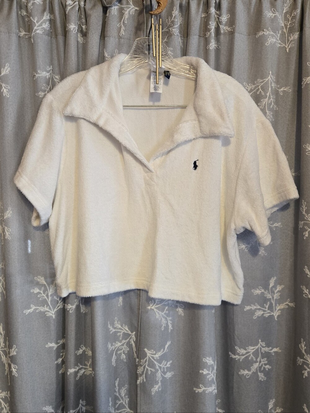 Polo Ralph Lauren White Terry Cropped Top Size Small